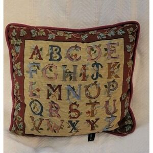 Vintage Alphabet Tapestry Throw Pillow By Portofino Cottagecore Kids